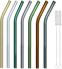 Colored Reusable Glass Straws, 8.7" X 8 Mm Healthy Straw For Beverages Tea Coffee, ECO Friendly - BPA Free, Pack Of 7 With 2 Cleaning Brush 12 Colored Reusable Glass Straws, 8.7" X 8 Mm Healthy Straw For Beverages Tea Coffee, ECO Friendly - BPA Free, Pack Of 7 With 2 Cleaning Brush -Peugeot Shop 41rdZV9NAL. AC