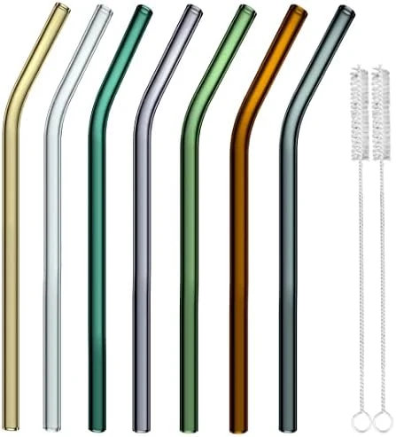 Colored Reusable Glass Straws, 8.7" X 8 Mm Healthy Straw For Beverages Tea Coffee, ECO Friendly - BPA Free, Pack Of 7 With 2 Cleaning Brush 6 Colored Reusable Glass Straws, 8.7" X 8 Mm Healthy Straw For Beverages Tea Coffee, ECO Friendly - BPA Free, Pack Of 7 With 2 Cleaning Brush - Image 6