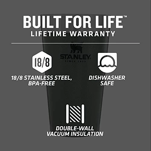Stanley Adventure Inulsated Stacking Beer Pint Glass, 16oz Stainless Steel Double Wall Rugged Metal Drinking Tumbler (Hammertone Green) 2 Stanley Adventure Inulsated Stacking Beer Pint Glass, 16oz Stainless Steel Double Wall Rugged Metal Drinking Tumbler (Hammertone Green) - Image 2