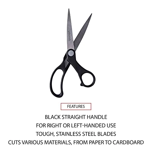 Universal Stainless Steel Office Scissors, 8.5" Long, 3.75" Cut Length, Black Offset Handle 3 Universal Stainless Steel Office Scissors, 8.5" Long, 3.75" Cut Length, Black Offset Handle - Image 3