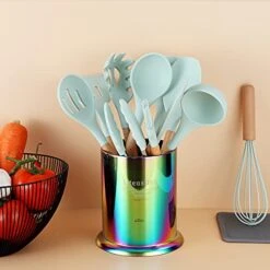 Rainbow Utensil Holder, Berglander Stainless Steel Titanium Colorful Plating Kitchen Utensil Holders For Countertop, Utensil Caddy, Utensil Crock Kitchen Utensil Organizer (Rainbow) -Peugeot Shop 41rqSzhiwmS
