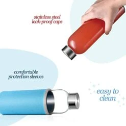 Glass Bottles 6 Pack 18oz - Includes 6 Sleeves (COLORS MAY VARY) - Glass Drinking Bottles For Beverage And Juice - Water Bottle Glass With Stainless Steel Caps With - Leak-Proof Lid -Peugeot Shop 41rsn8sYsHL