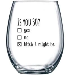 1990 30th Birthday Gift For Women And Men Wine Glass - Funny Is You 30 Gift Idea For Mom Dad Husband Wife – 30 Year Old Party Supplies Decorations For Him, Her - 15oz