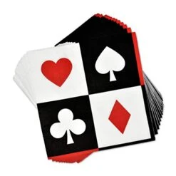 Casino Night Poker Game Party Supplies Tableware Set 24 9" Dinner Plates 24 7" Plate 24 9 Oz. Cups 50 Lunch Napkins For Card Playing Club Heart Spade Black & Red Theme Disposable Birthday Paper Goods -Peugeot Shop 41s2ZG1xylL