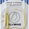 Gold-toned Wall Mountable Tension Cup & Saucer Hanger, 8" H X 2.75" W X 1" D