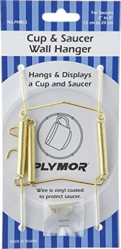 Gold-toned Wall Mountable Tension Cup & Saucer Hanger, 8" H X 2.75" W X 1" D 6 Gold-toned Wall Mountable Tension Cup & Saucer Hanger, 8" H X 2.75" W X 1" D - Image 6