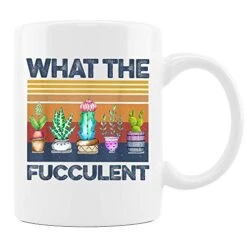 What The Fucculent Retro Vintage Cactus Succulent Plant Gardening Ceramic Coffee Mug, Cup 11oz, 15oz (11Oz)