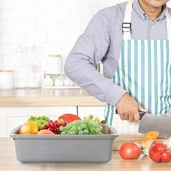 Yubine 8L Small Rectangle Dishpan Bust Tubs, Commercial Bus Tote Boxes, 4-Pack -Peugeot Shop 41s7mnJWabL