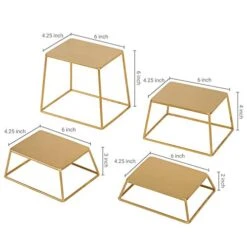 Modern Brass Tone Metal Nesting Buffet Table Food Or Retail Display Risers, Set Of 4 -Peugeot Shop 41sPUdHrwXL