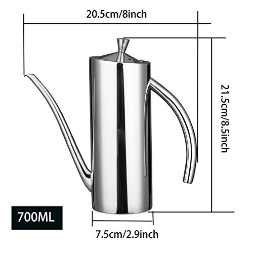 Olive Oil Dispenser SUS304 Stainless Steel Cooking Kitchen No Drip Oil Can Vinegar Container, 24oz/700ml 2 Olive Oil Dispenser SUS304 Stainless Steel Cooking Kitchen No Drip Oil Can Vinegar Container, 24oz/700ml - Image 2