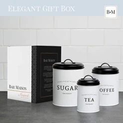 Large Kitchen Canisters Set Of 3 - Farmhouse Canister Sets For Kitchen Counter White - Coffee Tea Sugar Container Set - Rustic Kitchen Canisters Farmhouse Style Decor - Metal Kitchen Jars 7 Large Kitchen Canisters Set Of 3 - Farmhouse Canister Sets For Kitchen Counter White - Coffee Tea Sugar Container Set - Rustic Kitchen Canisters Farmhouse Style Decor - Metal Kitchen Jars -Peugeot Shop 41sbiT6O8zL