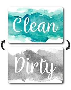 Aqua & Gray Dirty Clean Dishwasher Magnet, Clean Dirty Magnet For Dishwasher, Universal Dishwasher Magnet Clean Dirty Sign For Kitchen Organization