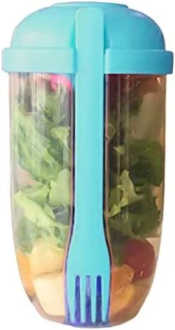 Keep Fit Salad Meal Shaker Cup, 33.8 Oz Fresh Salad Cup With Fork And Salad Dressing Holder, Fresh Salad To Go Container Set Portable Fruit And Vegetable Salad Cups Container- Eat Healthy (Pink+Green) -Peugeot Shop 41slWHJ5O0L. AC
