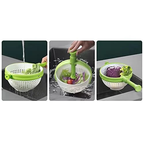 Salad Spinner, Manual Lettuce Washer And Dryer Pasta And Fries Spinner With Rotary Handle Quick And Easy Multi Use Lettuce Spinner For Fruit Vegetable Pasta Rotating Drain 2 Salad Spinner, Manual Lettuce Washer And Dryer Pasta And Fries Spinner With Rotary Handle Quick And Easy Multi Use Lettuce Spinner For Fruit Vegetable Pasta Rotating Drain - Image 2