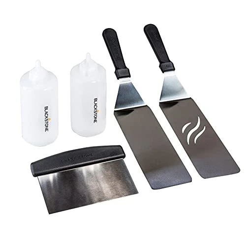 Blackstone 1542 Flat Top Griddle Professional Grade Accessory Tool Kit (5 Pieces) 16 Oz Bottle, Two Spatulas, Chopper/Scraper And One Cookbook-Perfect For Cooking Indoor Or Outdoor, Multicolor 1 Blackstone 1542 Flat Top Griddle Professional Grade Accessory Tool Kit (5 Pieces) 16 Oz Bottle, Two Spatulas, Chopper/Scraper And One Cookbook-Perfect For Cooking Indoor Or Outdoor, Multicolor