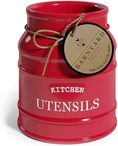 Ceramic Farmhouse Kitchen Utensil Holder For Countertop, Decorative Kitchen Utensil Holder, Large Kitchen Utensil Holder For Kitchen Counter, Utensil Crock Spatula Holder, 6.75" White 6 Ceramic Farmhouse Kitchen Utensil Holder For Countertop, Decorative Kitchen Utensil Holder, Large Kitchen Utensil Holder For Kitchen Counter, Utensil Crock Spatula Holder, 6.75" White - Image 6