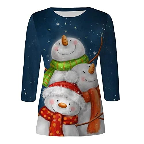 Womens Causal Loose Crewneck Fall Fashion Sweatshirts Long Sleeve Christmas Print Crew Neck Pullover Top Fall Clothes 2 Womens Causal Loose Crewneck Fall Fashion Sweatshirts Long Sleeve Christmas Print Crew Neck Pullover Top Fall Clothes - Image 2