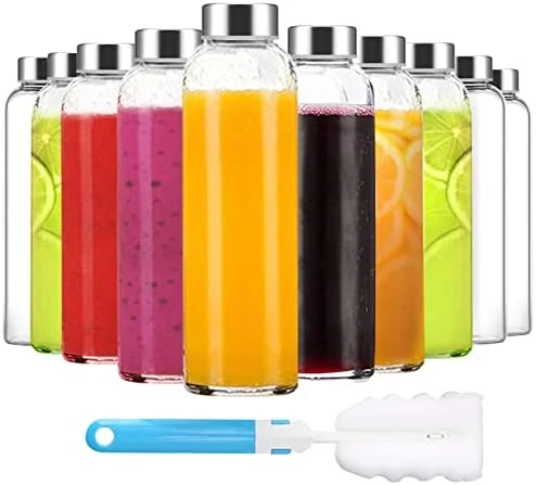 Clear Glass Bottles With Lids And Silicone Sleeve 18 Oz, Glass Reusable Water Bottles With Stainless Steel Cap For Juicing,Refrigerator,100% Leak Proof, BPA Free Eco Friendly,Set Of 6 6 Clear Glass Bottles With Lids And Silicone Sleeve 18 Oz, Glass Reusable Water Bottles With Stainless Steel Cap For Juicing,Refrigerator,100% Leak Proof, BPA Free Eco Friendly,Set Of 6 - Image 6