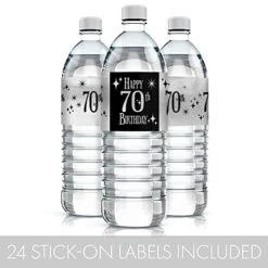 Black And Silver 70th Birthday Water Bottle Labels - Shiny Foil - 24 Stickers 8 Black And Silver 70th Birthday Water Bottle Labels - Shiny Foil - 24 Stickers -Peugeot Shop 41t46M55xOL