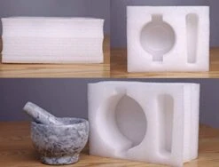 Mortar And Pestle Set, Guacamole Bowl Polished Natural Marble Stone, Grinder And Crusher, With Silicone Mat & Spoon-300ML(Light White Gray) -Peugeot Shop 41t7C8oLXCL