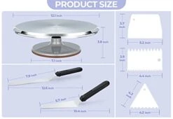Cake Decorating Turntable Stand Kit - Ohuhu Rotating Baking Supplie Spinning Table Revolving Aluminium 12'' Turning Tools With 2 Icing Spatula 3 Comb Smoother Professional Lazy Susan -Peugeot Shop 41tEPMFVaGL