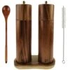 Vake Wooden Salt And Pepper Grinder Set,8 Inch Manual Salt And Pepper Mill, Adjustable Coarseness And Refillable,Acacia Wood Pepper Grinder For Your Kitchen[Set Of 2]
