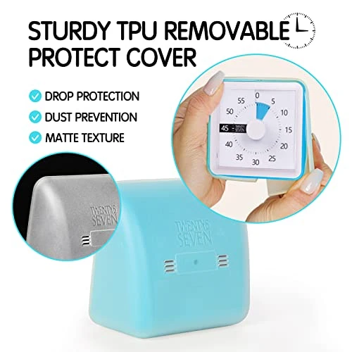Isual Timer With Protective Case, 60-Minute Countdown Timer For Kids Autism ADHD Classroom Home Office, Countdown Clock For Teaching Work, Pomodoro Timer For Time Management Education, Sky Blue 3 Isual Timer With Protective Case, 60-Minute Countdown Timer For Kids Autism ADHD Classroom Home Office, Countdown Clock For Teaching Work, Pomodoro Timer For Time Management Education, Sky Blue - Image 3