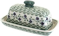 Blue Rose Polish Pottery Prairie Garden Butter Dish -Peugeot Shop 41tQO36RNEL. AC