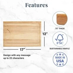 Personalized Maple Wood Cutting Board - Custom Bless This Food - Family Name Engraved On 12" W X 17" L X 3/4" H North American Maple - Made In USA 7 Personalized Maple Wood Cutting Board - Custom Bless This Food - Family Name Engraved On 12" W X 17" L X 3/4" H North American Maple - Made In USA -Peugeot Shop 41tSbS9VJbL