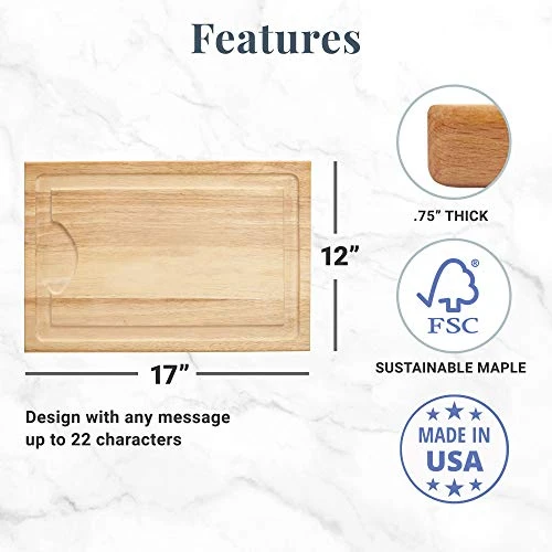 Personalized Maple Wood Cutting Board - Custom Bless This Food - Family Name Engraved On 12" W X 17" L X 3/4" H North American Maple - Made In USA 3 Personalized Maple Wood Cutting Board - Custom Bless This Food - Family Name Engraved On 12" W X 17" L X 3/4" H North American Maple - Made In USA - Image 3