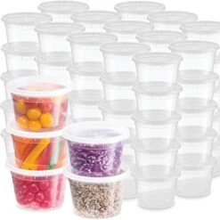 Lastic Deli Food Storage Containers With Leak-Proof Lids 48 Pack, 16 Oz | Microwaveable Airtight Container For Soups, Snacks, Meal Prep, Salad, Ice Cream | BPA-Free Kitchen & Restaurant Supplies (48) -Peugeot Shop 41tUQA1UecL. AC