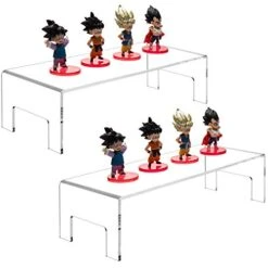 MyGift Set Of 2 Premium Clear Acrylic Display Riser Rack Stand For Collectible Figures, Retail Merchandise, & Desserts