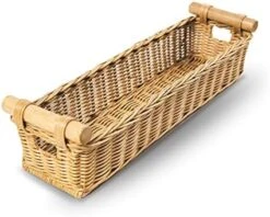 Ong Narrow Pole Handle Wicker Basket, Small, 17 In L X 5 In W X 5.25 In H, Sandstone -Peugeot Shop 41tfJjuxxNL. AC