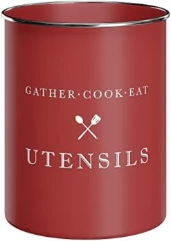 White Utensil Holder For Kitchen Countertop, Farmhouse Metal Utensil Crock, Rustic Country Decorative Kitchen Utensil Caddy Large, 5.5x6.75 19 White Utensil Holder For Kitchen Countertop, Farmhouse Metal Utensil Crock, Rustic Country Decorative Kitchen Utensil Caddy Large, 5.5x6.75 -Peugeot Shop 41th432XpL. AC