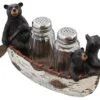 Three Black Bears Canoeing Salt & Pepper Set - Rustic Cabin Canoe Cub Decor