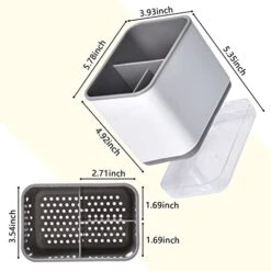Utensil Holder Cutlery Drainer Sink Caddy, Chopsticks Holder Spoon Chopsticks Fork Drain Rack Basket Storage Holder Organizer Compartment Box-Grey 11 Utensil Holder Cutlery Drainer Sink Caddy, Chopsticks Holder Spoon Chopsticks Fork Drain Rack Basket Storage Holder Organizer Compartment Box-Grey -Peugeot Shop 41tlXYDRzxL