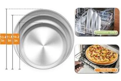 Pizza Pan, 10” & 12” & 13.4”, 3 Pcs Pizza Pan Set Stainless Steel Pizza Pan Round Pizza Oven Pans Tray For Baking Serving, Healthy & Rust Free, Heavy Duty & Dishwasher Safe -Peugeot Shop 41tmeIDaukL