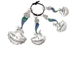 Silver Tone Mermaid Decorative Set Measuring Spoon, One Size,