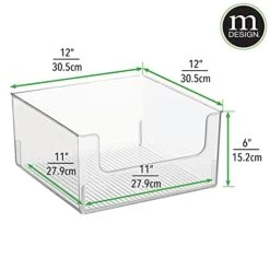 Modern Wide Plastic Open Front Dip Storage Organizer Bin Basket For Kitchen Organization - Shelf, Cupboard, Cabinet, And Pantry Organizing Decor - Ligne Collection - 2 Pack - Clear -Peugeot Shop 41tpQa3EnCL