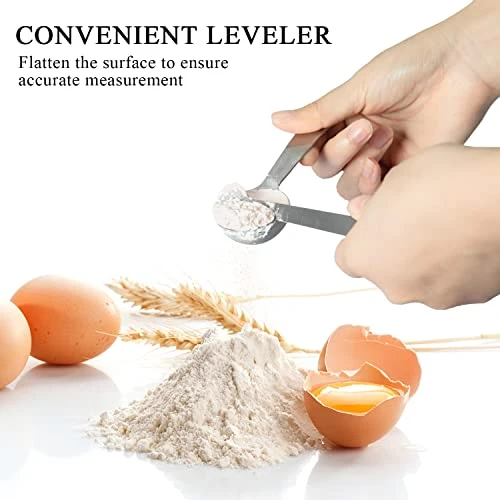 Stainless Steel Measuring Cups And Measuring Spoons Set With Magnetic Measurement Conversion Chart/Egg Separator/Level, Stackable Kitchen Gadgets Measure Tools For Liquid & Dry Measuring 5 Stainless Steel Measuring Cups And Measuring Spoons Set With Magnetic Measurement Conversion Chart/Egg Separator/Level, Stackable Kitchen Gadgets Measure Tools For Liquid & Dry Measuring - Image 5