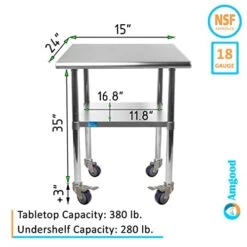 24" X 15" Stainless Steel Work Table With Casters | Heavy Duty Metal Utility Table On Wheels | Kitchen Island Cart 17 24" X 15" Stainless Steel Work Table With Casters | Heavy Duty Metal Utility Table On Wheels | Kitchen Island Cart -Peugeot Shop 41txAlXwdpL