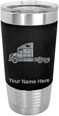 20oz Vacuum Insulated Tumbler Mug, Truck Cab, Personalized Engraving Included (Faux Leather, Black) -Peugeot Shop 41u2eyhzjcL. AC