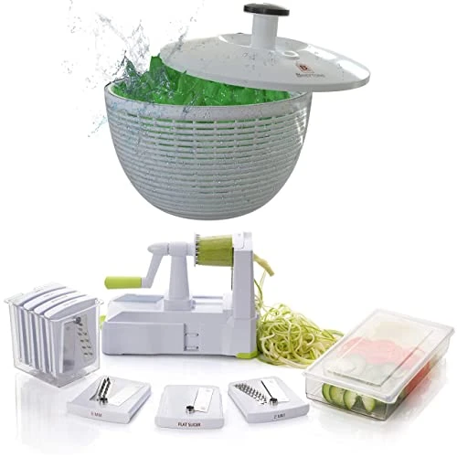 Brieftons Salad Spinner (6.2-Quart) & Brieftons 7-Blade Spiralizer 1 Brieftons Salad Spinner (6.2-Quart) & Brieftons 7-Blade Spiralizer