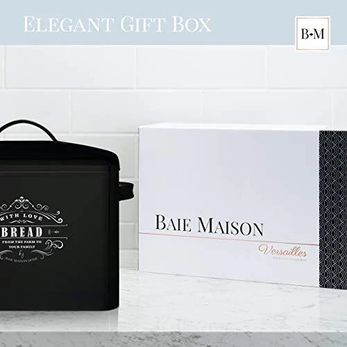 Extra Large Black Bread Box - Bread Boxes For Kitchen Counter Holds 2+ Loaves For All Your Bread Storage - Bread Container Counter Organizer To Suit Farmhouse Kitchen Decor, Vintage Kitchen, Rustic (Bread Box) 2 Extra Large Black Bread Box - Bread Boxes For Kitchen Counter Holds 2+ Loaves For All Your Bread Storage - Bread Container Counter Organizer To Suit Farmhouse Kitchen Decor, Vintage Kitchen, Rustic (Bread Box) - Image 2