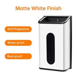 Wall Mount Grocery Bag Holder,Trash Bag Holder,Bag Dispenser For Plastic Bags With Extra-Wide & Easy-Access Openings, Anti-Fingerprint And Rustproof Matte White Finish -Peugeot Shop 41uIJhvBzbL