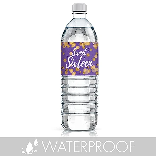 Sweet 16 16th Birthday Party Water Bottle Labels, 24 Count 5 Sweet 16 16th Birthday Party Water Bottle Labels, 24 Count - Image 5