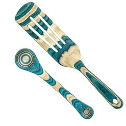 Ique Mykonos Collection 2 Piece Cooking Utensil Set, Spurtle & Measuring Spoon