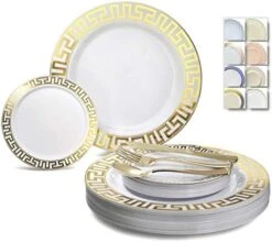 " OCCASIONS " 600 Pcs Set & 120 Guest Wedding Disposable Plastic Plate & Silverware Combo Set (Ivory & Gold Rim Plates, Gold Silverware) 23 " OCCASIONS " 600 Pcs Set & 120 Guest Wedding Disposable Plastic Plate & Silverware Combo Set (Ivory & Gold Rim Plates, Gold Silverware) -Peugeot Shop 41uRDtTSK7L. AC