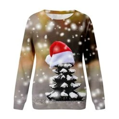 Sweatshirts For Women Loose Fit Fall Crew Neck Christmas Print Long Sleeve Fashion Sweatshirts Pullover Top Streetwear -Peugeot Shop 41uSVko9X4L