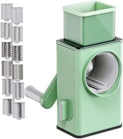 Otary Vegetable Cutter + Cheese Grater - ERGONOW Vegetable Shredder Round Mandoline Slicer, Grater, Salad Maker - Suction Base - Vegetable, Fruit, Cookie, OREO, Nuts (6x2 Blades, White) -Peugeot Shop 41uY6Ihk72L. AC